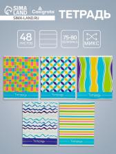 Тетрадь 48 листов в линейку Calligrata «Орнамент», серые листы, МИКС