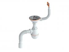 Сифон для мойки РМС прямоугольный перелив белый