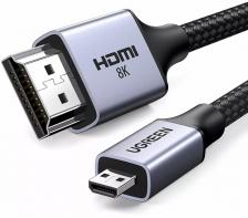 Кабель UGREEN HD164 15517 Micro HDMI to HDMI 8K Cable 2м, Space Gray 15517_