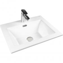 Раковина встраиваемая прямоугольная BOND 50х40х17см керамическая белая с переливом S06-500