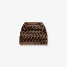Трикотажная юбка с монограммой FF, 8 лет Fendi, цвет zucca