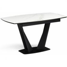 Керамический стол вставка-бабочка Notta Вейл 140(180)х80 белый мрамор snow white/черный 614248 (прямоугольная столешница)