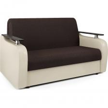 Диван аккордеон Гранд Д 100: комфорт и функциональность Диван аккордеон Гранд Д 100 выполнен в классическом стиле, который прекрасно сочетается с интерьерами в классическом и современном стиле. Обивка из рогожки шоколадного цвета и экокожи бежевого цвета придает дивану элегантный и стильный вид. Диван оснащен механизмом трансформации "аккордеон", который обеспечивает удобное и быстрое превращение в просторное спальное место размером 1000х1940 мм. Максимальная нагрузка на диван составляет свыше 140 кг, что делает его подходящим для людей разного телосложения. Каркас дивана выполнен из массива дерева, ЛДСП и ДВП, что обеспечивает прочность и долговечность конструкции. Наполнитель из многослойного ППУ обеспечивает мягкость и комфорт при использовании. Диван оборудован бельевым ящиком, что позволяет хранить постельные принадлежности и другие вещи. Высота сиденья составляет 50 см, а глубина сиденья – 65 см, что обеспечивает удобство и комфорт при использовании. Диван аккордеон Гранд Д 100 имеет гарантию на изделие сроком на 18 месяцев и срок службы в 10 лет, что подтверждает высокое качество и надежность данной модели.