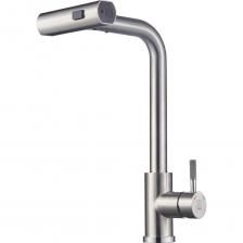 Современный смеситель для кухни ARGOtech 35-16/3K SOLID с керамическим картриджем d 35 мм. Смеситель изготовлен из Нержавеющей стали AISI 304 в соответствии с ГОСТ 19681 - 2016, безопасен для здоровья и устойчив к коррозии.Смеситель предназначен для установки на кухонные мойки или столешницы, а так же, для установки в общественных местах: парикмахерских, салонах - красоты, кафе и ресторанах.Смеситель укомплектован всем необходимым для быстрого монтажа: гибкая подводка 50 см, крепеж гайка +втулка, сантехнические прокладки, грузило и переходной шланг 20 см.Особенности изделия: ?Вытяжной поворотный излив, ?Двухрежимная лейка струя/душ? Вытяжной шланг 120 см ? Гарантированная защита от заливов - дополнительные витки резьбы для крепления гибкой подводки (8 витков) защищают от протечек и керамический картридж с гидрокомпенсатором защищает от гидроудара. Плановый срок эксплуатации 15 лет.