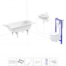 Комплексное предложение для обустройства ванной комнаты. Каждый элемент набора продуман и отвечает лучшим сантехническим решениям для ежедневного комфорта, максимальной гигиены и гарантирует надежный и безопасный монтаж. ВАННА ИЗ ПРЕССОВАННОЙ СТАЛИ ОТ SANITANA BLB Стальная ванна со стекловидной эмалью Europa толщиной 2,2 мм производится в длину от 105 до 170 см, шириной от 70 до 75 см. Ванна из стали с трехслойной стекловидной эмалью двойного обжига не подвержена истиранию, выцветанию и воздействию ультрафиолета (испытанная устойчивость согласно ISO 28706-1, ISO 28706-2 и EN 14516), что позволяет сохранить равномерный белый цвет на протяжении длительного срока службы. ПРОЧНЫЕ ОПОРЫ ИЗ СТАЛИ Ванна Europa 2,2 монтируется к стене, в угол или встраивается в нишу. Оригинальные металлические ножки с регулировкой по высоте надежно фиксируют чашу и равномерно распределяют динамическую нагрузку до 300 кг. КОМПАКТНЫЙ СИФОН Автоматический слив-перелив Useful Extras с донным клапаном click-clack и съемной накладкой на перелив изготовлен из полипропилена повышенной прочности и высокой термической устойчивостью. Функция верхней очистки позволяет с легкостью устранять возможные засоры, а плоский гидрозатвор служит барьером для неприятных канализационных газов. ПОДГОЛОВНИК НА ВАКУУМНЫХ ПРИСОСКАХ Полиуретановый подголовник на ванну адаптируется к анатомическим изгибам тела и исключает неприятные ощущения от контакта с твердым бортиком ванны. Термопластичный материал равномерно распределяет давление на голову, шею, плечи и снимает напряжение. Поверхность изделия не впитывает влагу и запахи, что гарантирует высокий уровень гигиены и износостойкость при продолжительном контакте с водой. ПОДВЕСНОЙ УНИТАЗ WELLSEE С СИСТЕМОЙ СМЫВА «ТОРНАДО» Безободковая чаша из санфарфора имеет плавную округлую форму с открытым смывным краем. Сверхпрочное антимикробное покрытие CeramicTop не позволяет скапливаться бактериям на поверхности унитаза и облегчает очистку изделия от загрязнений. Революционная система водоворота VortexFlow, в основе которой – мощное торнадо, эффективно омывает чашу и быстро удаляет выделения. Подвесная чаша оснащена сиденьем из дюропласта Saniplex с микролифтом. С помощью системы QuickOff Easy установить или снять сиденье вместе с крышкой можно всего за несколько секунд. Гладкая поверхность не задерживает пыль и грязь, а для ухода достаточно регулярно протирать изделие влажной салфеткой. УНИВЕРСАЛЬНАЯ ИНСТАЛЛЯЦИЯ С БЕСШОВНЫМ БАЧКОМ Инсталляционная система Lavinia Boho Relfix с универсальным комплектом креплений позволяет производить не только стандартный «прямой» монтаж рамы к стене, но и осуществлять «поворотный» монтаж, вплоть до установки в угол помещения. Цельнолитой бачок системы изготовлен из долговечного полимерного материала HDPE, изолирован от конденсационной влаги и защищен от образования плесени. Все соединительные элементы бачка для подключения инсталляции к трубопроводу изготовлены из прочной латуни. ЗВУКОИЗОЛЯЦИОННАЯ ПАНЕЛЬ Шумоизоляционная пластина Lavinia Boho RelFix для подвесного унитаза снижает шум воды, сливаемой из бачка инсталляционной системы. Дополнительно панель служит амортизирующей прослойкой между керамикой и плиткой и защищает поверхности от повреждений. УЛЬТРАТОНКАЯ КЛАВИША СМЫВА Клавиша изготовлена из высококачественного пластика с антибактериальным покрытием SanitiZed и легко очищается от загрязнений. Механизм активации смыва рассчитан на 200.000 циклов (или 15 лет бесперебойной работы). УМЫВАЛЬНАЯ ЗОНА С КЕРАМИЧЕСКОЙ РАКОВИНОЙ ОТ WELLSEE В комплексное предложение для обустройства ванной комнаты входит готовое дизайнерское решение умывальной зоны в едином стиле от Wellsee. В набор включены: — накладная раковина Chic Riviera из санфарфора RefCeram с увеличенной гарантией 25 лет. Эргономичная чаша шириной 60 см и высотой 15 см с плавным изгибом тонких стенок максимально удобна для умывания, чистки зубов и бритья. Умывальник устанавливается на ровную поверхность столешницы или тумбы; — отдельностоящий латунный смеситель ICON! for life высотой 31,1 см с прочными гибкими шлангами. Высокая точность управлени