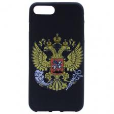 Силиконовый чехол на Apple iPhone 8 Plus / 7 Plus / Эпл Айфон 7 Плюс / 8 Плюс с рисунком "Герб России" Soft Touch черный