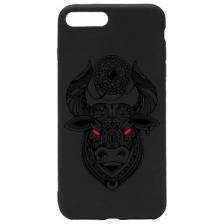 Силиконовый чехол на Apple iPhone 8 Plus / 7 Plus / Эпл Айфон 7 Плюс / 8 Плюс с рисунком "Grand Bull" Soft Touch черный