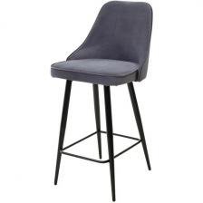 Полубарный стул СЕРЫЙ #27, велюр/ черный каркас (H=68cm) M-City NEPAL-PB 461MC03834