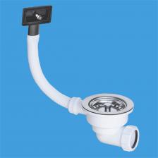 Слив-перелив под прямоугольное отверстие перелива (L235ммхD25мм, 113мм нержавеющая решетка) с фильтрующей решеткой-пробкой; выход горизонтальный компрессионный Ду=40мм; цвет-хром, McAlpine Перелив с прямоугольным сливом на113 вых. гориз. компрессионный Ду=40мм, и со съем. реш OR2-113ES