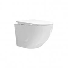Унитаз подвесной Veconi Moro VMO-48T безободковый, с микролифтом, глянцевый белый