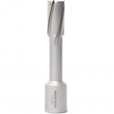 Корончатое сверло с твердосплавными зубьями (TCT) предназначено для высокоскоростного сверления отверстий большого диаметра в самых твердых материалах. Благодаря хвостовику Weldon 19 и твердосплавным напайкам, оно обеспечивает максимальную производительность и долгий срок службы при работе на магнитных сверлильных станках.Высшая прочность и износостойкость: режущая кромка оснащена напайками из карбида вольфрама (твердого сплава), что позволяет работать с самыми твердыми материалами, включая нержавеющую сталь.Максимальная эффективность: конструкция корончатого сверла обеспечивает высокую скорость резания и минимальные усилия.Надежная фиксация: хвостовик Weldon 19 гарантирует отсутствие проскальзывания под экстремальными нагрузками.Чистота обработки: обеспечивает аккуратные и точные отверстия с ровными кромками.Область применения:Сверление конструкционных и нержавеющих сталейОбработка рельсов, чугуна, цветных металлов (алюминий, латунь, олово)Широко используется в металлоконструкциях, машиностроении и при проведении монтажных работ.Для достижения максимальной производительности и продления срока службы сверла настоятельно рекомендуется использовать смазывающе-охлаждающие жидкости (СОЖ) или специальные смазочно-охлаждающие спреи и пасты во время работы.Внимание: сверление с подачей СОЖ! Штифт-выталкиватель поставляется отдельно.