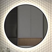 Зеркало круглое Defesto Aura DF 2986R 90x90, с нейтральной подсветкой, инфракрасный выключатель, черное