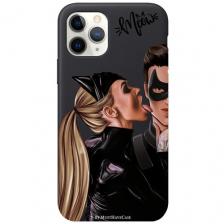 Черный силиконовый чехол для iPhone 11 Pro Кошечка с парнем для Айфон 11 Про