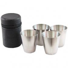 Рюмка, средняя, в кожаной тубе (4 шт) "Следопыт" PF-CWS-P28SET