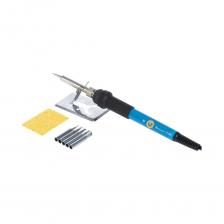 Паяльник с регулировкой температуры предназначен для пайки проводов и работы с электронными деталями. Прибор оснащен съемными жалами со специальным необгораемым покрытием для комфортной работы и простого ухода за инструментом. Легкая эргономичная рукоятка и компактный размер позволяют с комфортом пользоваться устройством длительное время. Данный паяльник так же снабжен регулятором температуры, которая регулируется в пределах от 200 до 450 С.