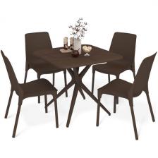 Обеденная группа SHT-DS206 коричневый/коричневый муар от фабрики Sheffilton