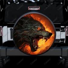 Mystical Fiery Wolf Fantasy Полиэстер Универсальный чехол для запасного колеса Чехлы на колеса для прицепа RV SUV Грузовик Кемпер