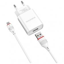 Сетевое зарядное устройство с кабелем micro-USB Borofone BA20A Sharp - Белое