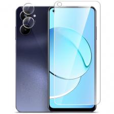Защитное стекло на Realme 10 (Риалми 10) на Экран и Камеру, гибридное: пленка + стекловолокно, прозрачное силиконовая клеевая основа Hybrid Glass, Miuko