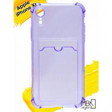Чехол для карты на Apple iPhone Xr / чехол на айфон хр с усиленными углами прозрачный фиолетовый