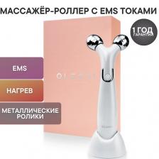 Электрический прибор для массажа лица OLZORI Роликовый массажер для лица E-Wave с технологиями EMS и нагрева, роллер для ухода за кожей