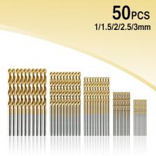 Набор сверл Woodwor 50 шт., HSS, титановое покрытие, 1/1,5/2/2,5/3 мм