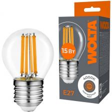 Светодиодная лампа FILAMENT 15Вт 4000K Е27 Wolta WF-G45-15W4KE27