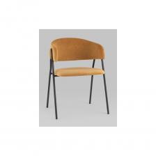 Стильный кухонный стул с оригинальной формой спинки. В качестве обивки используется мягкий велюр, износостойкий, гигроскопичный материал с приятной на ощупь бархатистой фактурой. Металлический каркас в черном цвете огибает спинку и выступает аккуратным акцентом модели. Широкое сиденье обеспечивает удобную посадку и уют.