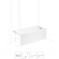 Прямоугольная ванна One производится из литьевого акрила в размерах от 14070 до 18080 см. Благодаря усиленному армированному корпусу ванна надежна как при установке на металлический каркас, так и при встраивании вровень с поверхностью пола. Плавное увеличение чаши ближе к изголовью и удобная пологая спинка ванны позволяют расположиться максимально комфортно. Торцевой и пристенный бортики ванны — идеальное место для часто используемых предметов гигиены. Основа ванн из литьевого акрила — жесткий 4 мм лист полиметилметакрилата (ПММА), который помещают в вакуум-формовочное оборудование и под большим давлением заполняют матрицу будущей ванны. Для максимальной прочности конструкции по всему основанию купели закладывается усиленная плита ДСтП, а внешняя сторона покрывается смесью полимера с отвердителем и ровингом. После отверждения в ванне высверливают отверстия для слива-перелива. Сифон-автомат Useful Extras от Wellsee изготовлен из полипропилена высокой термической стойкости и прочности, неуязвим к воздействию агрессивных химических средств. Самоочищающаяся форма и изгибы сифона препятствуют скоплению грязи внутри обвязки и поддерживают высокую пропускную способность — 50 л/мин. Конструкция ванны предполагает установку на поперечные ножки или усиленный металлический каркас с максимальной нагрузкой до 500 кг и предусматривает дополнительную фиксацию к стене. Наличие регулировок на каждой ножке и распорках обеспечивает удобство установки на различных поверхностях.