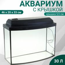 Аквариум «Телевизор» с крышкой, 30 л, 46x20x33/38 см, чёрный