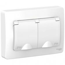 Розетка 2-м СП Blanca 16А IP44 250В с заземл. защ. шторки с крышкой бел. Systeme Electric BLNRS441121