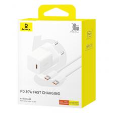 Сетевое зарядное устройство Baseus GaN Charger 30W Type-C/кабель Type-C- Type-C 100см (P10110902213-00) (белый)