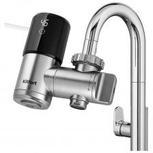 Проточный водонагреватель KT-6526 предназначен для быстрого нагрева холодной проточной воды. Водонагреватель отличается легкостью монтажа: устройство крепится на смесителе вместо аэратора. В комплекте поставляются муфты для смесителей разного диаметра.В корпусе устройства установлен нагреватель (ТЭН), который быстро нагревает воду, проходящую через устройство. С помощью водонагревателя KT-6526 вы можете нагреть воду до 70°С, при этом в отличие от накопительных водонагревателей вам не нужно ждать, когда нагреется бойлер и вода в нем, к тому же, вы не ограничены емкостью бака бойлера.У водонагревателя КТ-6526 есть функция настройки уровня мощности нагрева. Всего у устройства есть три уровня мощности нагрева. Температура горячей воды и текущий уровень мощности отображается на дисплее, что очень удобно. На температуру нагрева также влияет напор воды: чем меньше напор, тем выше температура воды. Таким образом, установив стабильный напор воды с помощью смесителя и выбрав необходимый уровень мощности нагрева, вы получаете комфортную температуру уже в начале использования и можете не беспокоиться, что из водонагревателя пойдет кипяток или холодная вода в процессе.Проточный водонагреватель KT-6526 обладает компактными размерами, поэтому он не займет много места на вашей кухне или в ванной.