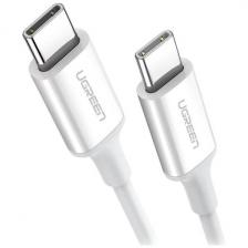 Кабель для зарядки и передачи данных Ugreen USB C 2.0 Male - USB C 2.0 Male, 3A, 0.5 м, резиновое покрытие (60517) белый