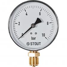 Манометр радиальный STOUT SIM-1010-101015 корпус Dn 100 мм 1/2, 0...10 ба RG0094NU9EUEFT