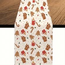 Льняная скатерть-дорожка Merry Christmas Gingerbread Xmas Tree