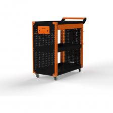 Тележка инструментальная Metalex Тип 2 А с выдвижным ящиком и боковыми панелями- это универсальная и удобная тележка, которая поможет организовать хранение и перемещение ваших инструментов внутри цеха или гаража. Главная особенность тележек Metalex – это возможность регулировки высоты установки всех полок. Перфорация на стойках сделана с шагом 25 мм. А так же, на все тележки Metalex можно установить большое количество различных аксессуаров.. Тележка укомплектована выдвижным ящиком на шариковых направляющих под верхней полкой На данных тележках устанавливаются две торцевые перфопанели, что значительно расширяет возможности хранения. Большое количество полезных аксессуаров мы уже положили в комплект. Но Вы всегда выбрать и доустановить, необходимые именно Вам, из линейки аксессуаров Metalex. Тележка выдерживает нагрузку до 150 кг., а каждая полка до 75 кг. Высота бортика у полок – 50 мм. На тележке установлены два колеса с углом поворота 360 градусов и два колеса, с таким же углом порота, но со стопорным механизмом. Все тележки Metalex окрашены порошковой краской, которая защитит изделие на долгие годы, даже во время интенсивной эксплуатации.