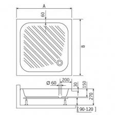 Душевой поддон квадратный RGW B/CL-S (900x900)