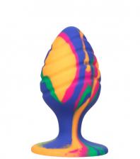 Анальная пробка CalExotics Cheeky Tie-Dye Swirl L, разноцветная