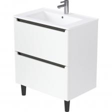 Напольная тумба под раковину* Coda – минималистичная модель с простой и благородной геометрией. • Тумба выполнена в белом матовом цвете с легким перламутровым оттенком, который уместен в каждом интерьере. Материал МДФ, облицованная пленкой ПВХ. • Интегрированные ручки отвечают последним тенденциям в дизайне мебели для ванной комнаты. • Продуманная система хранения Coda подойдет для больших домов и квартир. Лаконичная тумба с двумя вместительными выдвижными ящиками позволяют комфортно организовать пространство для каждого члена семьи. Ящики оснащены доводчиками для бесшумного и плавного закрывания. • Надежная фурнитура обеспечит бесшумное закрытие дверец и долгий срок службы.Белая матовая тумба Coda – универсальное решение для людей, любящих порядок. Благодаря этой модели легко сохранить уют ванной комнаты. *Раковина не входит в комплект.