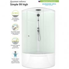 Душевая кабина Domani-Spa Simple 90х90, высокий поддон, белые стенки, стекло прозрачное 4 мм
