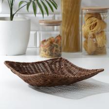 Корзинка для подачи Доляна «Огайо», 25x25x8 см, квадратная, коричневая