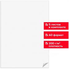 Ватман Brauberg формат (А0 1200х840 мм), плотность 200 г/м2, КОМПЛЕКТ 5 листов, 126310