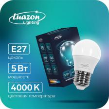 Лампа светодиодная Luazon Lighting, G45, 5 Вт, E27, 450 Лм, 4000 К, свечение нейтральное белое