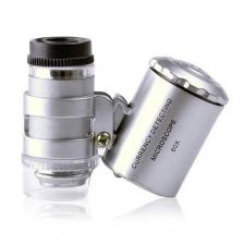 Портативная ручная мини-карманная ювелирная лупа с подсветкой, увеличительное стекло для микроскопа 60X