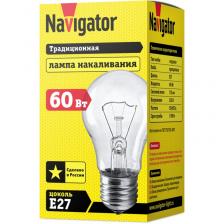Лампа накаливания Е27 Navigator 94 300 NI-A-60-230-E27-CL, цена за 1 шт.