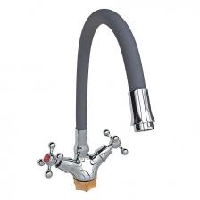 Смеситель для кухни с гибким изливом сборный Potato (Потато) P59065-19 хром/серый