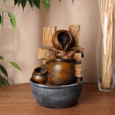 Фонтан настольный «Алойз», бочки, 28x16 см, с подсветкой, без шарика