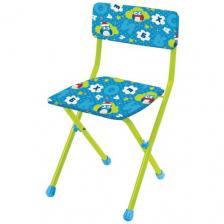 Стул Nika детский складной мягкий со спинкой СТУ3 совята на синем