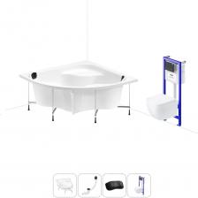 Комплексное предложение для обустройства ванной комнаты по специальной цене. Каждый элемент набора продуман и отвечает лучшим сантехническим решениям для ежедневного комфорта, максимальной гигиены и гарантирует надежный и безопасный монтаж. ВАННА ИЗ ЛИТЬЕВОГО АКРИЛА ОТ LAVINIA BOHO Акриловая ванна Aveo производится в размерах 140*140, 150*150 см и монтируется в угол ванной комнаты. Эргономичная чаша с отлитым сиденьем отличается внушительным объемом: 240 и 300 л в зависимости от размера. Удобные пологие спинки и смещенный в центр ванны слив позволяют максимально комфортно расположиться людям высокого роста и крупного телосложения, а также вдвоем. Широкие площадки на бортиках — идеальное место для размещения часто используемой косметики и предметов гигиены. Усиленный армированный корпус отлично сохраняет форму и не деформируется при нагрузках и наполнении чаши горячей водой. ПРОЧНЫЙ КАРКАС ИЗ СТАЛИ Ванна монтируется на усиленный стальной каркас и стабилизируется креплениями к стене. Конструкция надежно фиксирует чашу и равномерно распределяет динамическую нагрузку до 500 кг. Регулировка опор по высоте нивелирует перепады уровня пола на различных поверхностях. СИФОН С ПОВЫШЕННОЙ ФУНКЦИОНАЛЬНОСТЬЮ Автоматический слив-перелив Useful Extras от Wellsee с донным клапаном click-clack и съемной накладкой на перелив изготовлен из полипропилена повышенной прочности. Накладка на перелив и крышка донного клапана выполнены из латуни. Функция верхней очистки позволяет с легкостью устранять возможные засоры, а плоский гидрозатвор служит барьером для неприятных канализационных газов и занимает минимум места под ванной. ПОДГОЛОВНИК НА САМОКЛЕЯЩЕЙСЯ ЛЕНТЕ Подголовник на ванну от Wellsee из вспененного полиуретана с гелевой структурой гипоаллергенен и безопасен для здоровья человека. Благодаря волнообразной форме и высокой эластичности подушка мгновенно адаптируется к изгибам тела, равномерно распределяет нагрузку в шейно-воротниковой зоне. Поверхность изделия не впитывает влагу и запахи, что гарантирует высокий уровень гигиены и износостойкость при продолжительном контакте с водой. ПОДВЕСНОЙ УНИТАЗ LAVINIA BOHO СО 100% ОТКРЫТЫМ КРАЕМ Унитаз Lavinia Boho One в минималистичном дизайне — бестселлер поколения безободковой керамики из санфарфора. Гладкая беспористая поверхность обладает повышенной прочностью и износостойкостью, не скапливает грязь и сокращает рост бактерий. Чаша Rimless со скрытым креплением качественно омывается с первого смыва без брызг и обеспечивает 100% гигиеничность и простоту в уходе за изделием. При мощном каскадном смыве выделения сразу попадают в воду и блокируются жидкостью, минимизируя распространение неприятных запахов. БЫСТРОСЪЕМНОЕ СИДЕНЬЕ С КРЫШКОЙ Эргономичная форма сиденья позволяет с удобством расположиться людям разного возраста и комплекции. Благодаря встроенным в петли демпферам сиденье с крышкой опускаются мягко и бесшумно. Установить или снять сиденье можно всего за несколько секунд одним нажатием. Конструкция выдерживает нагрузку до 400 кг и имеет более 100.000 циклов открывания/закрывания. Сиденье из дюропласта гипоаллергенно и полностью безопасно при контакте с кожей человека. УНИВЕРСАЛЬНАЯ ИНСТАЛЛЯЦИЯ С БЕСШОВНЫМ БАЧКОМ Инсталляционная система Lavinia Boho Relfix с универсальным креплением позволяет производить не только стандартный «прямой» монтаж рамы к стене, но и осуществлять «поворотный» монтаж, вплоть до установки в угол помещения. Цельнолитой бачок системы изготовлен из долговечного полимерного материала HDPE и изолирован от конденсационной влаги. Все соединительные элементы бачка для подключения инсталляции к трубопроводу изготовлены из латуни. ДИСПЕНСЕР ДЛЯ ДЕЗОДОРАЦИИ Дозатор для дезинфицирующих средств устанавливается в бачок инсталляционной системы RelFix и поддерживает гигиену унитаза, аромат свежести в туалетной комнате. Благодаря точной подгонке резервуара под туалетные блоки при каждом смыве с водой поступает одинаковое количество дезинфицирующего средства, которое равномерно распределяется по чаше унитаза. УЛЬТРАТОНКАЯ КЛАВИША СМЫВА Ультратонкий монтаж панели смыва сохраняет эстетику